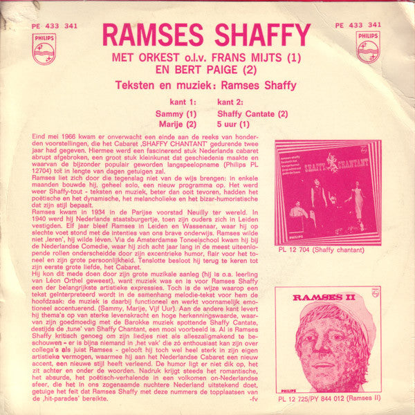 Ramses Shaffy : Sammy / Marije / Shaffy Cantate / 5 Uur (7",EP,45 RPM,Mono)