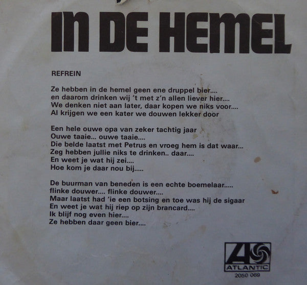 Leo den Hop : In De Hemel Is Geen Druppel Bier / Oh Jeanne (7",Single,45 RPM)