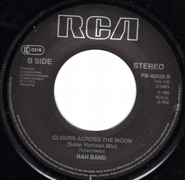 RAH Band : Clouds Across The Moon (7",45 RPM,Single,Stereo)