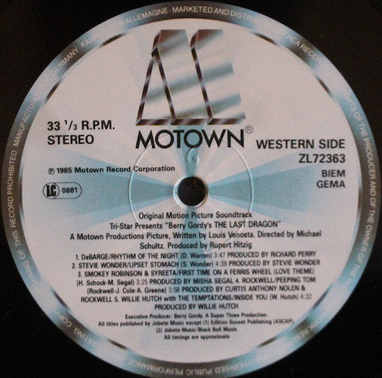 Various : Berry Gordy's The Last Dragon - Original Motion Picture Soundtrack (LP,Compilation)