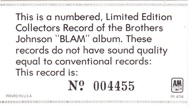 Brothers Johnson : Blam (LP,Album,Limited Edition,Numbered,Picture Disc)