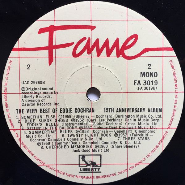 Eddie Cochran : The Very Best Of Eddie Cochran (LP,Compilation,Mono,Reissue)