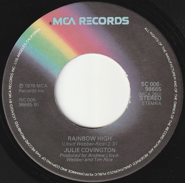 Julie Covington : Don't Cry For Me Argentina (7",45 RPM,Single,Stereo)