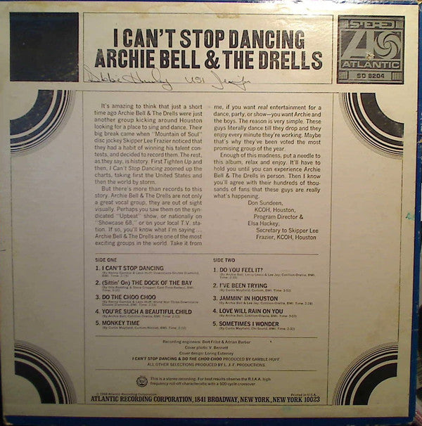 Archie Bell & The Drells : I Can't Stop Dancing (LP,Album,Stereo)
