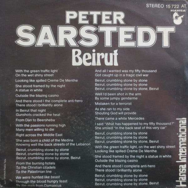 Peter Sarstedt : Beirut (7",Single,45 RPM)