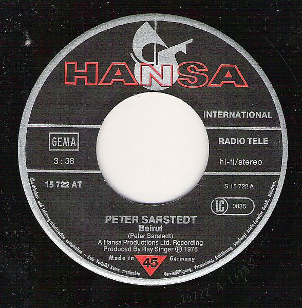 Peter Sarstedt : Beirut (7",Single,45 RPM)