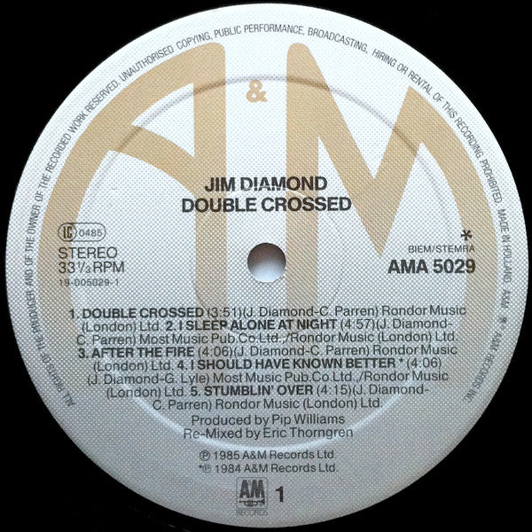 Jim Diamond : Double Crossed (LP,Album,Stereo)