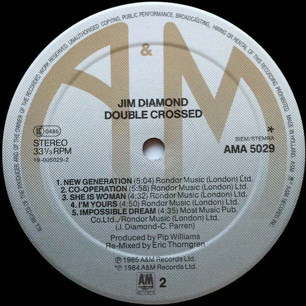 Jim Diamond : Double Crossed (LP,Album,Stereo)