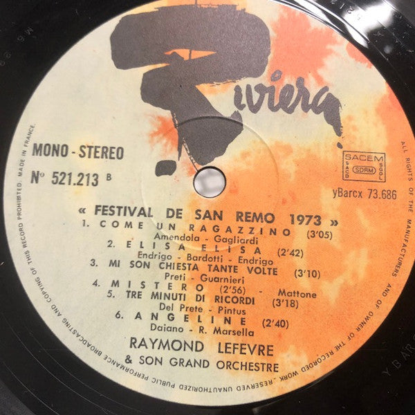 Raymond Lefèvre Et Son Grand Orchestre : Festival De San Remo 73 (LP)