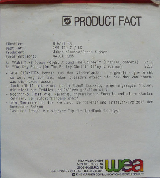 Gigantjes : Yaki Taki Oowah! (7",45 RPM,Single)