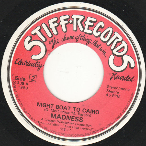 Madness : Tarzan's Nuts c/w Night Boat To Cairo (7",45 RPM,Single,Stereo,Mono)