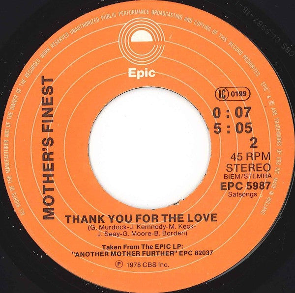 Mother's Finest : Piece Of The Rock (7",45 RPM,Single)