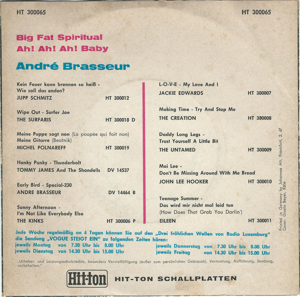 André Brasseur : Big Fat Spiritual / Ah! Ah! Ah! Baby (7")