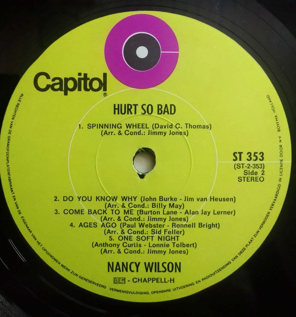 Nancy Wilson : Hurt So Bad (LP, Album)