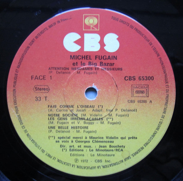 Michel Fugain : Fugain & Le Big Bazar (LP,Album,Reissue,Stereo)