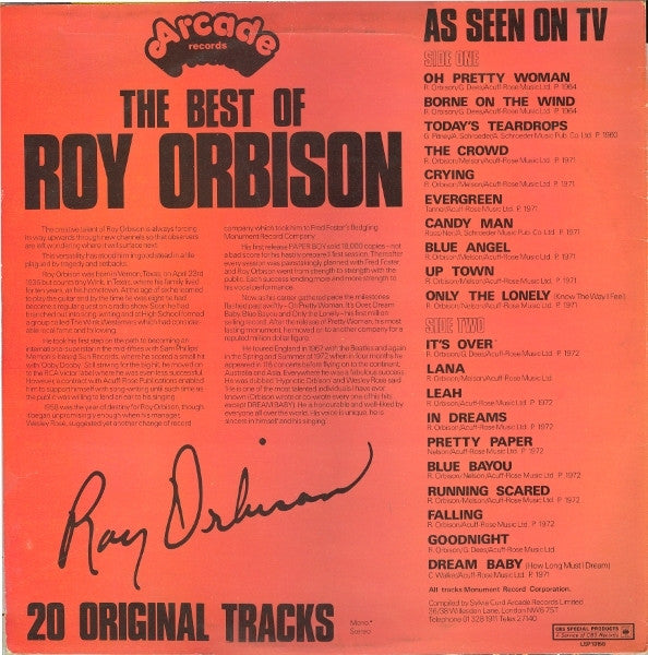 Roy Orbison : The Best Of Roy Orbison (LP,Compilation,Stereo,Mono)