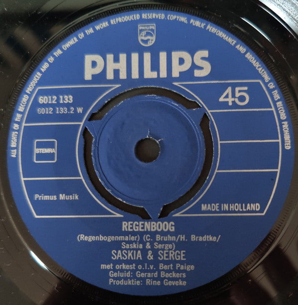 Saskia & Serge : Zie Zomer / Regenboog (7",45 RPM,Single)