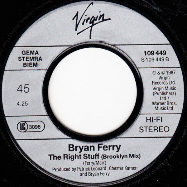Bryan Ferry : The Right Stuff (7",45 RPM,Single,Stereo)