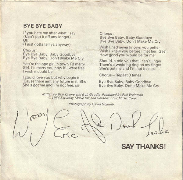 Bay City Rollers : Bye Bye Baby (7",45 RPM,Single,Stereo)