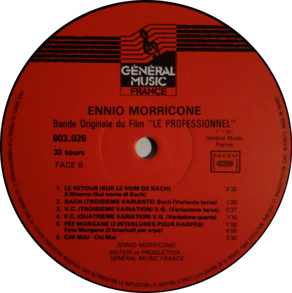 Ennio Morricone : Le Professionnel (Bande Originale Du Film) (LP,Album)