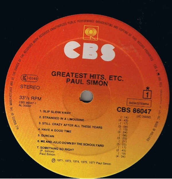 Paul Simon : Greatest Hits, Etc. (LP,Compilation)