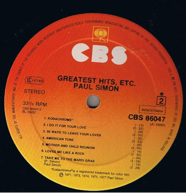 Paul Simon : Greatest Hits, Etc. (LP,Compilation)