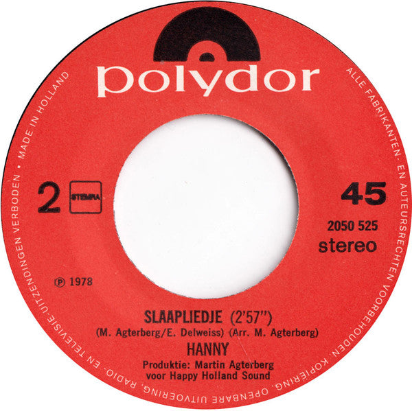 Hanny (2) : Ciao Ciao Amore (7",45 RPM,Single,Mispress,Stereo)