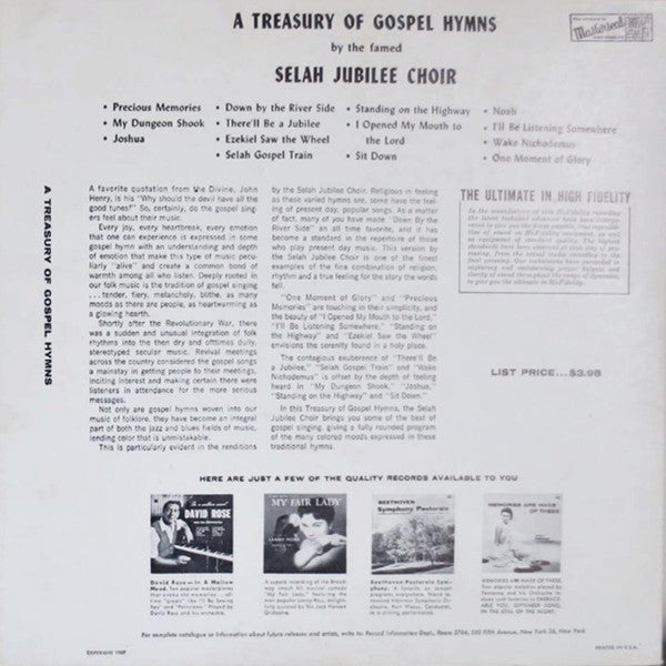 Selah Jubilee Choir : A Treasury Of Gospel Hymns (LP)