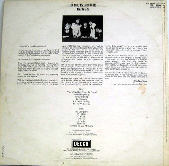 Genesis : In The Beginning (LP,Album,Reissue,Stereo)