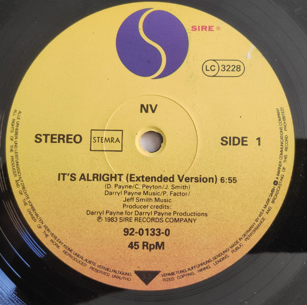 NV : It's Alright (12",45 RPM,Maxi-Single,Stereo)