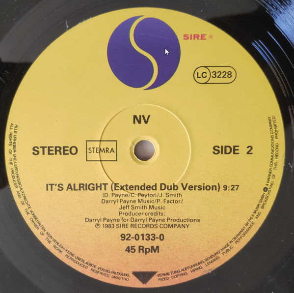 NV : It's Alright (12",45 RPM,Maxi-Single,Stereo)