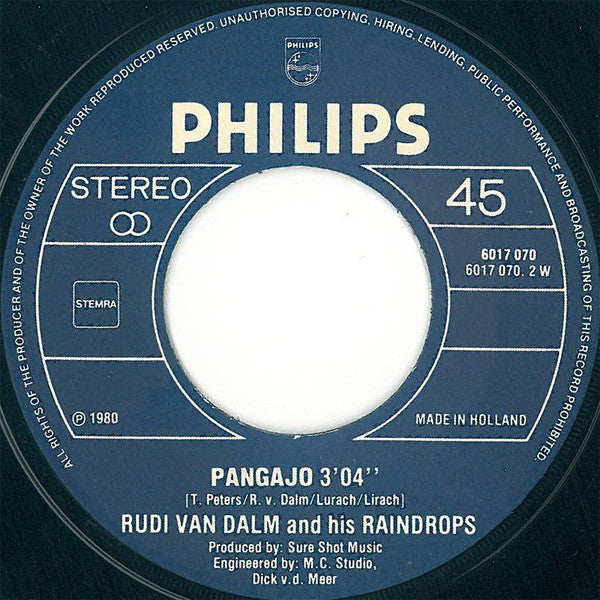Rudi van Dalm And His Raindrops : Manisé (7",45 RPM,Single,Stereo)