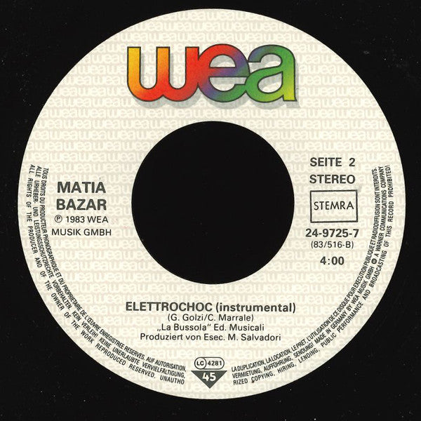 Matia Bazar : Elettrochoc (7",45 RPM,Single,Stereo)