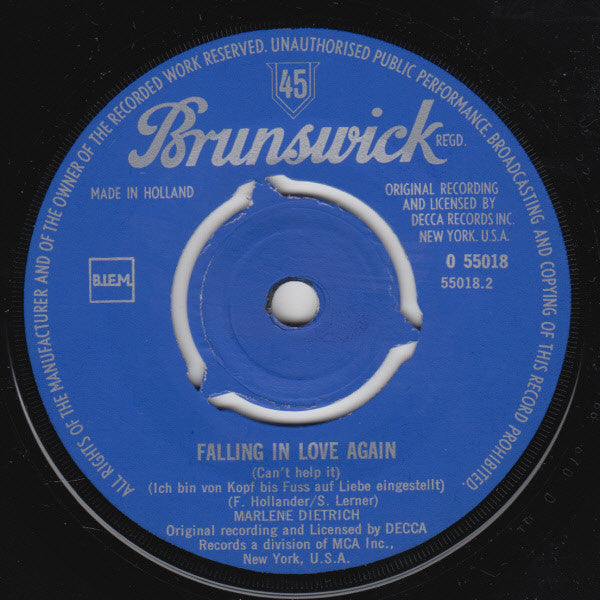 Marlene Dietrich : Lili Marlene / Falling In Love Again (7",45 RPM,Single)