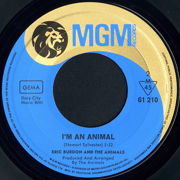 Eric Burdon & The Animals : Ring Of Fire / I'm An Animal (7",45 RPM,Single,Stereo)