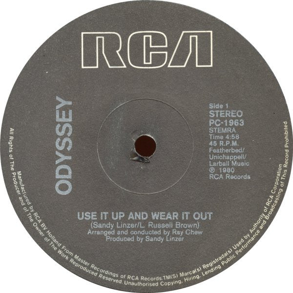 Odyssey (2) : Use It Up And Wear It Out (Special 12" Disco Mix) (12",45 RPM,Stereo)