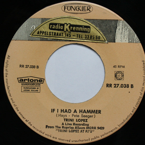 Trini Lopez : A-me-ri-ca / If I Had A Hammer (7",45 RPM,Single)