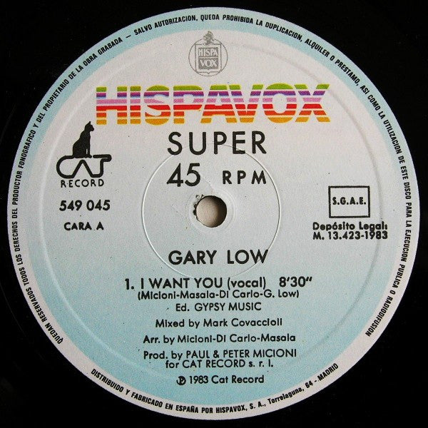 Gary Low : I Want You (12",45 RPM,Maxi-Single,Stereo)