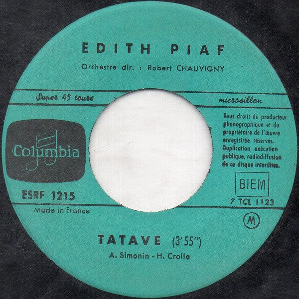 Edith Piaf : C'Est Un Homme Terrible / Je Me Souviens D'Une Chanson / Tatave (7",45 RPM,EP)