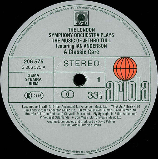 The London Symphony Orchestra* Featuring Ian Anderson : The London Symphony Orchestra Plays The Music Of Jethro Tull Featuring Ian Anderson (A Classic Case) (LP, Album, M/Print)