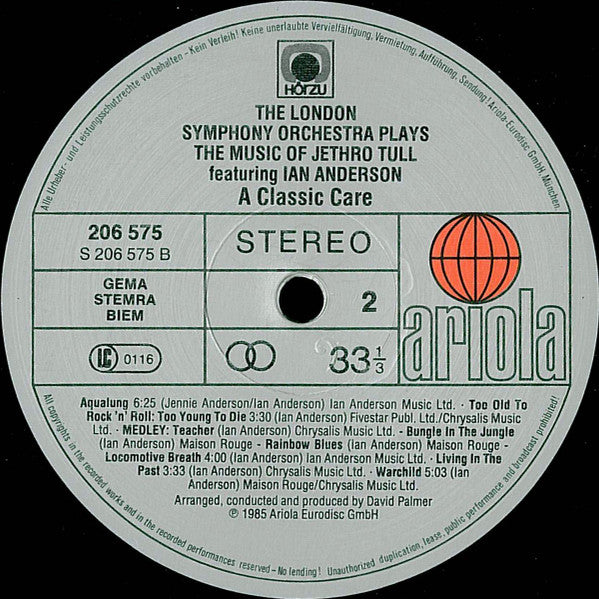 The London Symphony Orchestra* Featuring Ian Anderson : The London Symphony Orchestra Plays The Music Of Jethro Tull Featuring Ian Anderson (A Classic Case) (LP, Album, M/Print)