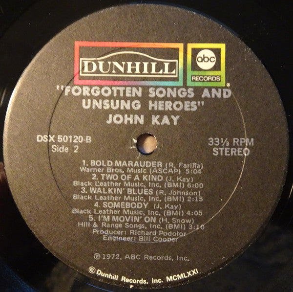 John Kay : Forgotten Songs & Unsung Heroes (LP, Album, Tru)