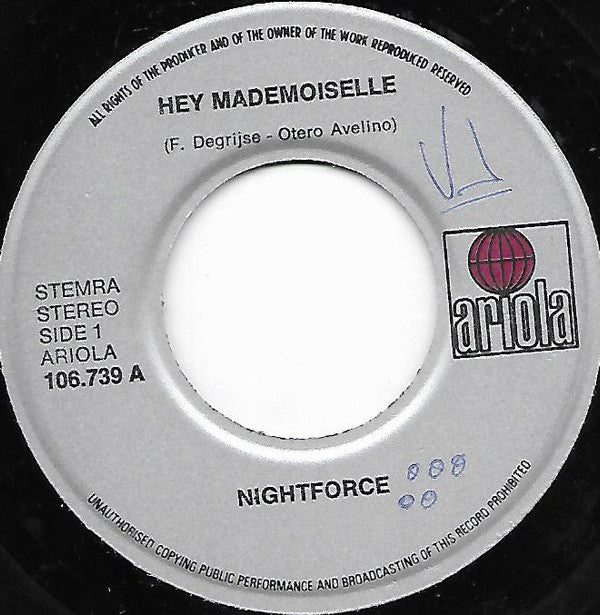 Night Force (3) : Hey Mademoiselle (7",45 RPM,Single)