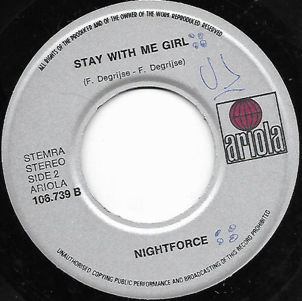 Night Force (3) : Hey Mademoiselle (7",45 RPM,Single)