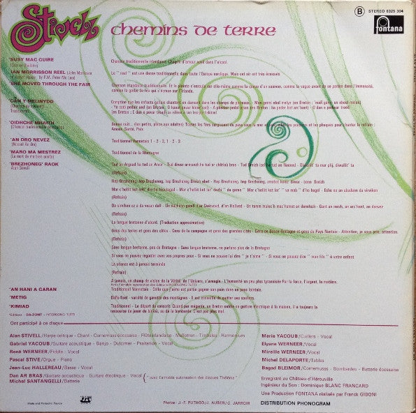 Alan Stivell : Chemins De Terre (LP,Album,Stereo)