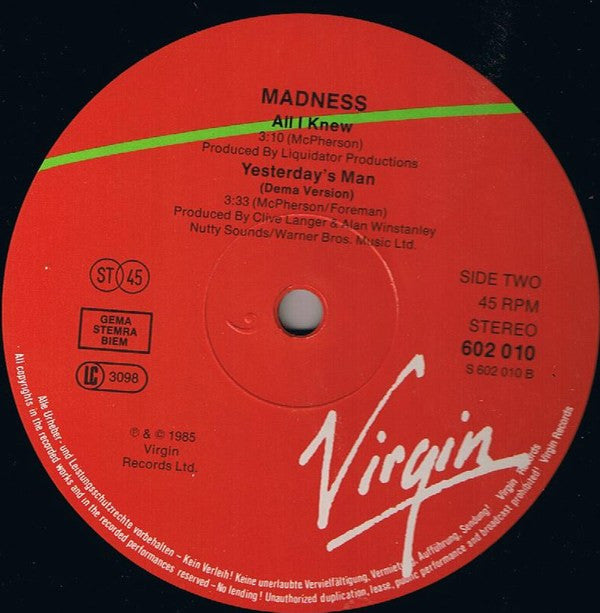 Madness : Yesterday's Men (12",45 RPM)