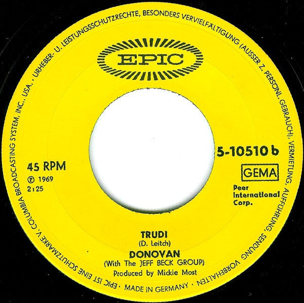 Donovan With The Jeff Beck Group* : Barabajagal (Love Is Hot) (7", Single)