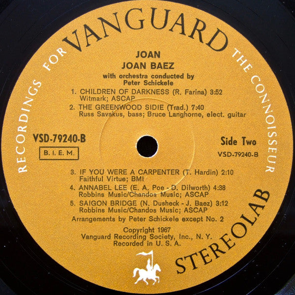 Joan Baez With Orchestra Conducted By Peter Schickele : Joan (LP,Album,Stereo)