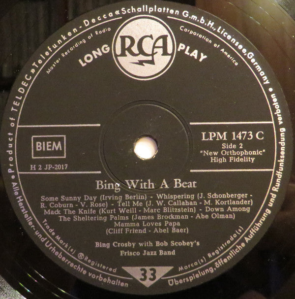 Bing Crosby With Bob Scobey's Frisco Band : Bing With A Beat (LP,Album)