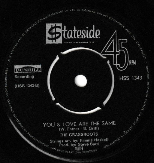 The Grassroots* : Lovin' Things/ You & Love Are The Same (7", Single)